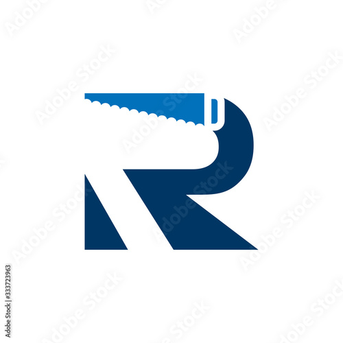 Letter R Saw Logo Construction. Renovation and Repairs Vector Design