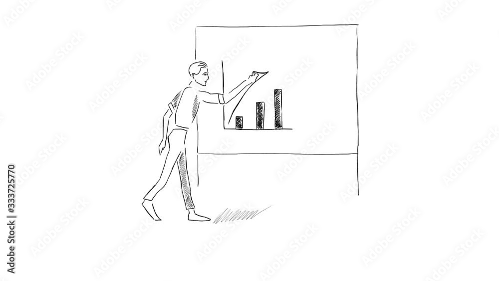 Animation of a man drawing a graph on a blackboard Animation of a man drawing a graph on a blackboard