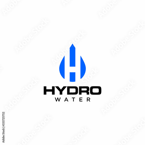 Negative space logo design of water and letter H with white background - EPS10 - Vector.