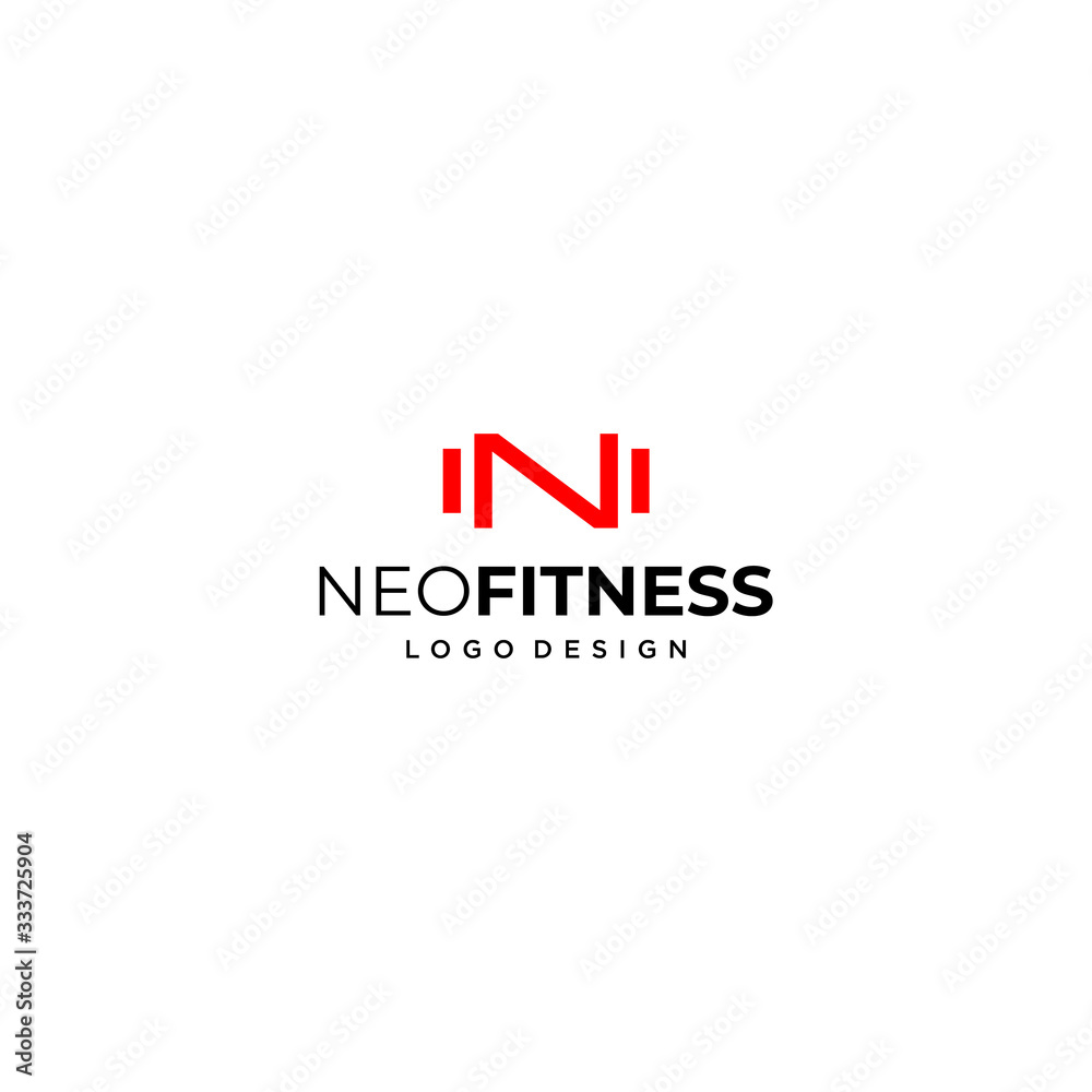 Creative logo design of letter N and dumbell with white background - EPS10 - Vector.