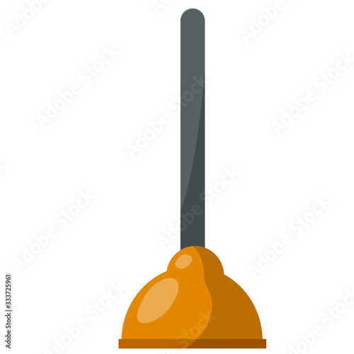 Red Plunger. Plumber's tool. Cartoon flat illustration. Drain cleaner