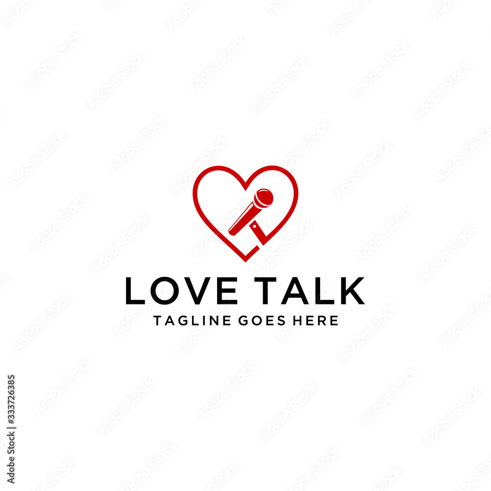 Creative modern Microphone with heart sign icon isolated design logo design vector illustration