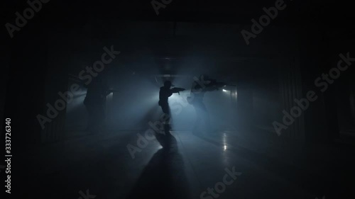 special forces with weapons and sniper sights silhouettes
