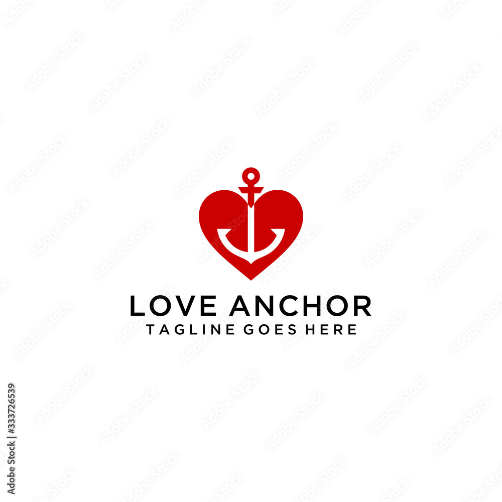Modern design combined anchor and heart sign logo inspiration