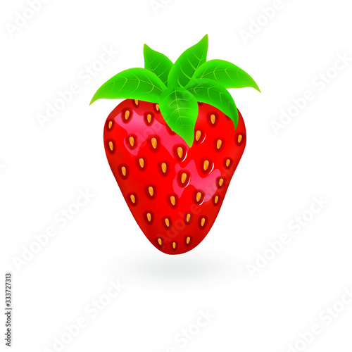 Realistic 3d vector isolated, whole strawberry. Vector illustration for decorative poster, logo natural product, farmers market. Website page and mobile app design.