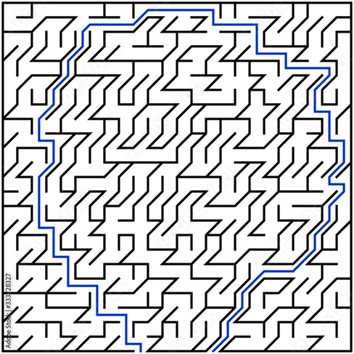 Black square maze 24x24  with help on a white background