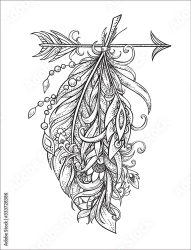 Fancy feather with arrow and ornaments