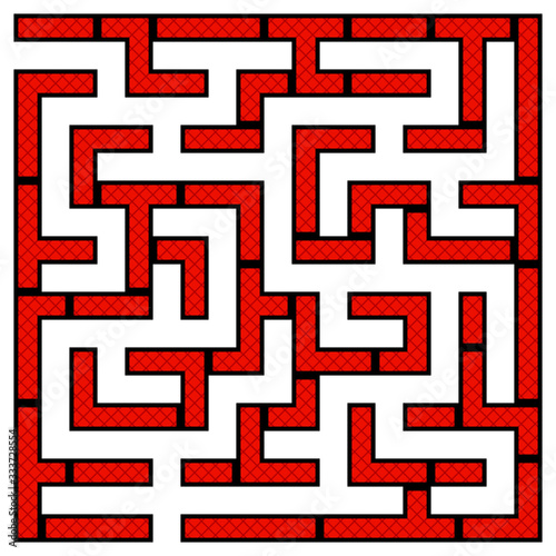 Red square maze(9x9) on a white background