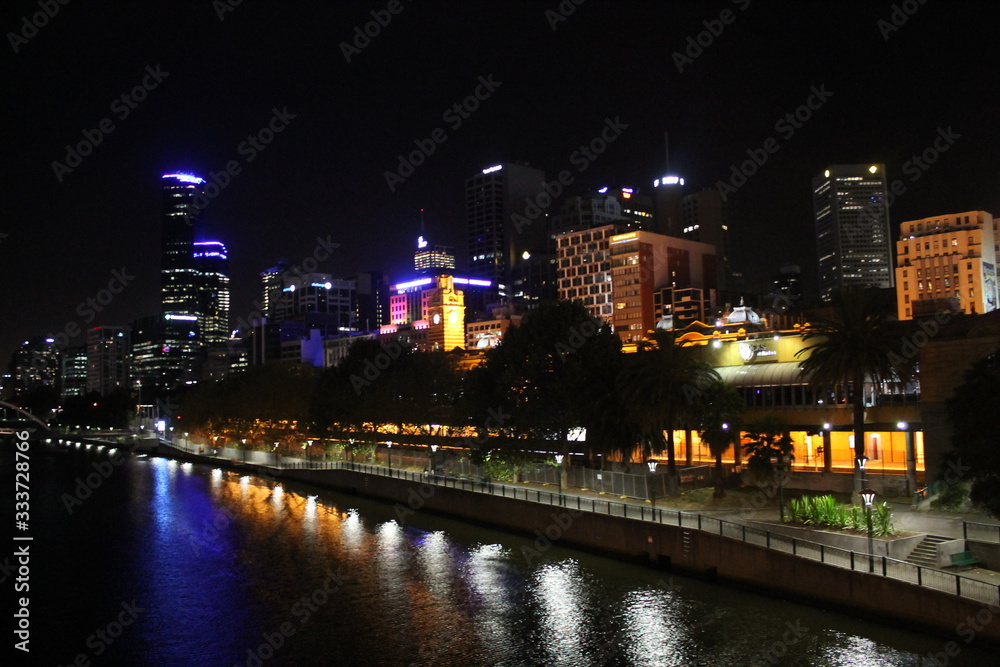 City skyline of Melbourne at night 