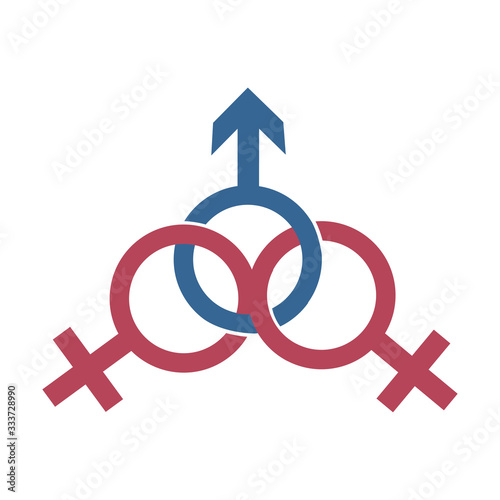 cheat partner relationship and fraud one male and two female symbol vector illustration EPS10