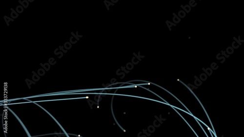 blue particle trails emitting light in space animation