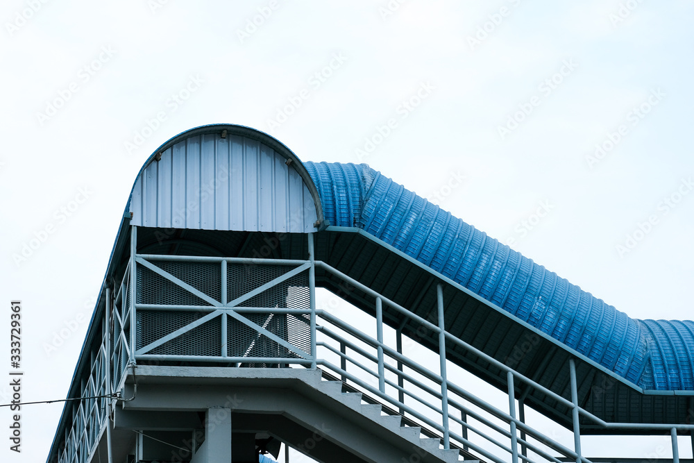 Low angle photo of pedestrian bridge in Port Klang. Low angle photo of pedestrian bridge in Port Klang.