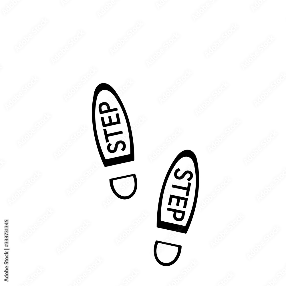 Steps, bootprints, icon. Raster illustration. Steps, bootprints, icon. Raster illustration.