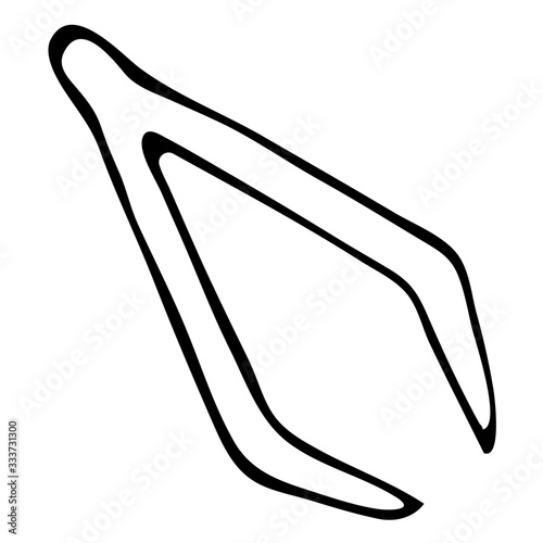 Vector illustration of a medical or cosmetic tweezer. Black outline on an isolated white background in the Doodle style. For websites, textiles, paper, Wallpaper, leaflets