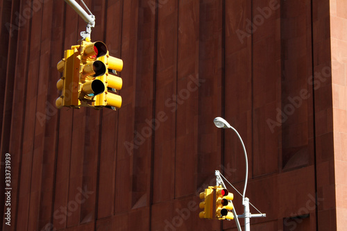 Red Traffic Light in Manhattan New York, regulating Traffic photo