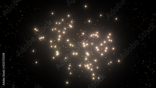 illumination neon space star particle flash light 3D illustration abstract background photo