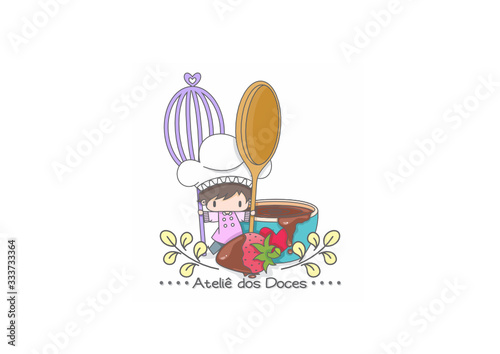 logo vetor, doceiro, boleiro, confeiteiro, padeiro, doces, chocolateiro, doce