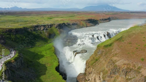 Spectacular and monument Gullfoss Waterfall in Iceland