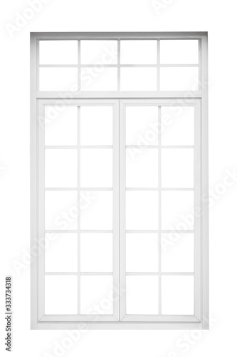 Real vintage house window frame isolated on white background