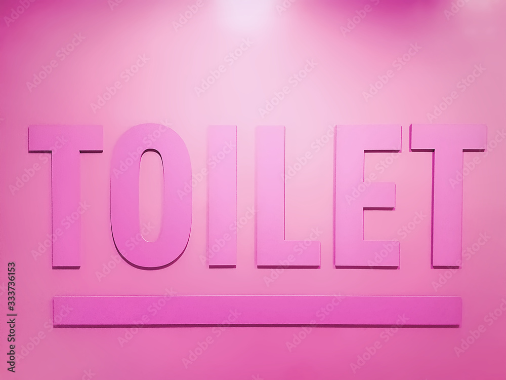 Close-up Pink Toilet Text on Pink Wall Close-up Pink Toilet Text on Pink Wall