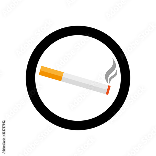 Smoking area vector and smoke icon in black circle