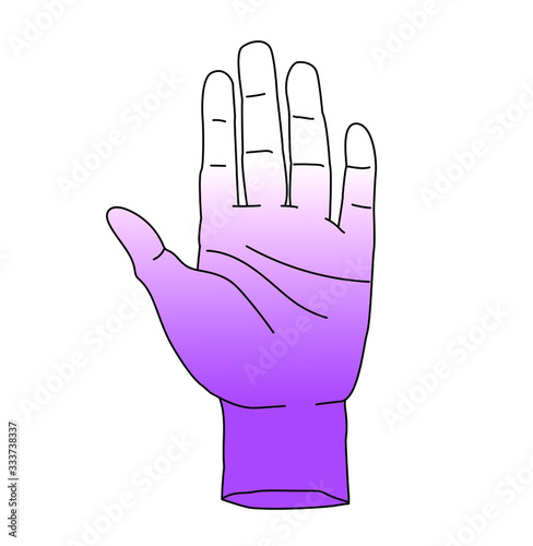 Hand drawn palm in simple line art style. Vector illustration for tattoo design or fashion print.