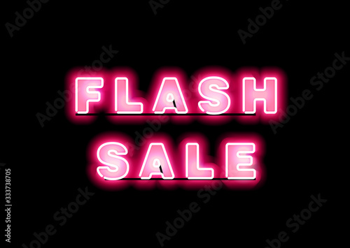 Pink Glow Neon Flash Sale Banner. Advertising signage for promotion flash sale offer, this design brings the pink color to attract eye visually and keep fashioning with the vintage element.