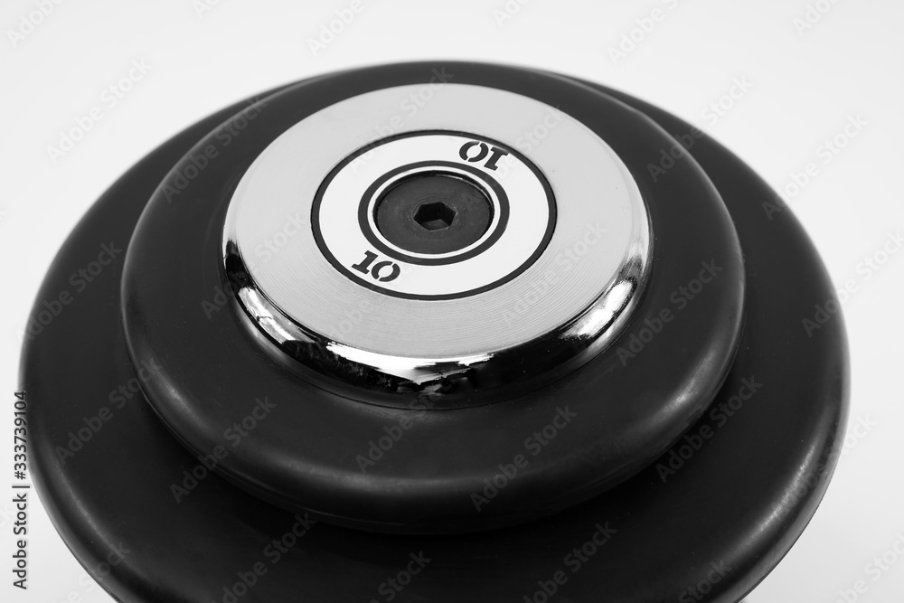 black barbell on white background black barbell on white background