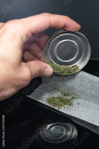 Swedish Snus - grated moistened powder and chewing tobacco. Close-up. Tobacco product photo