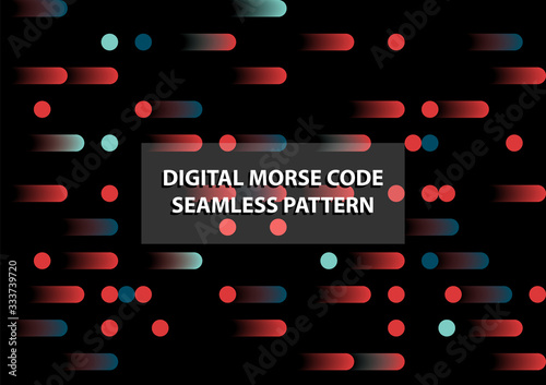Digital Morse Code Seamless Pattern. Visualization of data dynamic flow seems like light speed or digital computing.