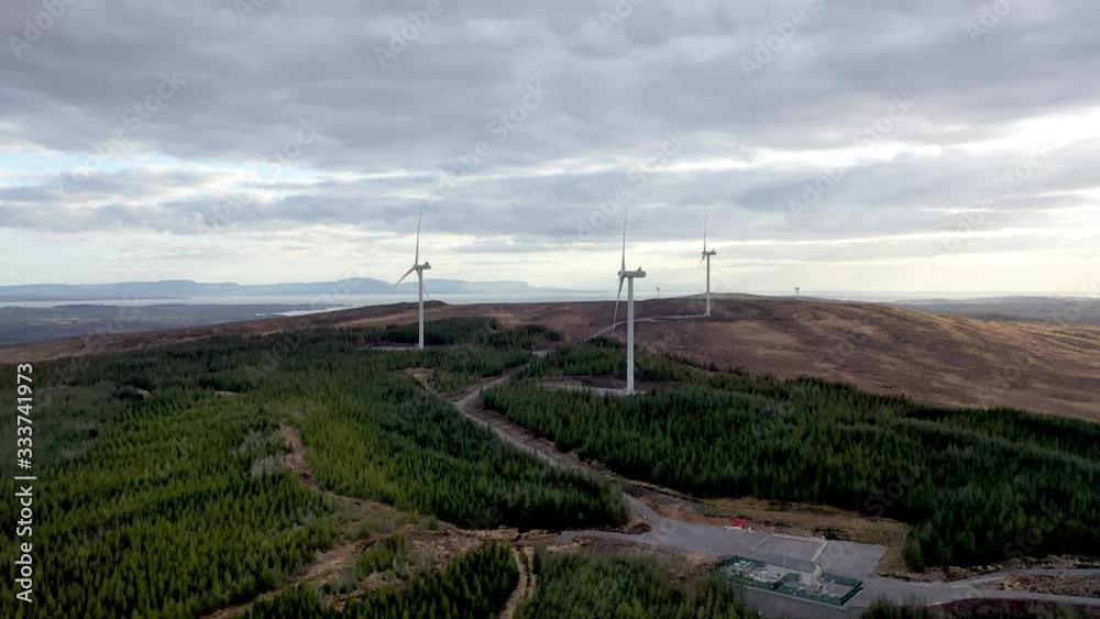 Aerial view of the Clogheravaddy Wind Farm in County Donegal - Ireland