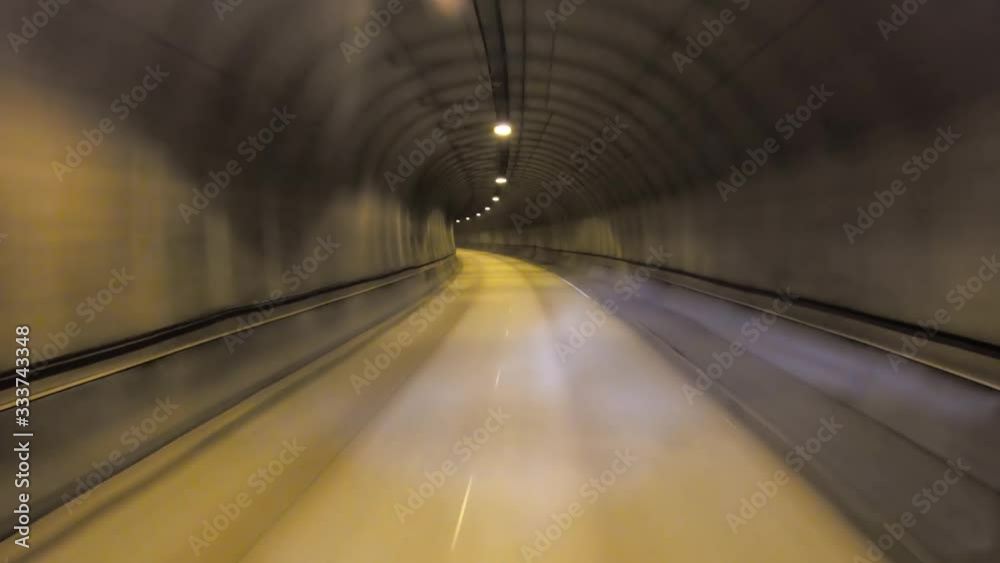 Car rides through the tunnel point-of-view driving Car rides through the tunnel point-of-view driving