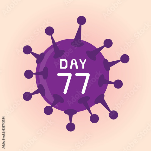 Day 77, Illustratition coronavirus or covid-19 virus infection icon.	 photo