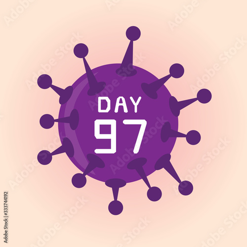 Day 97, Illustratition coronavirus or covid-19 virus infection icon.	 photo