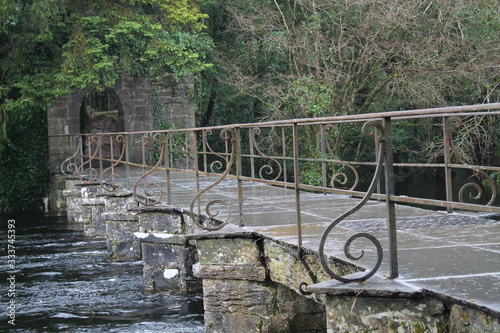 Ancient bridge in a floddy landscape