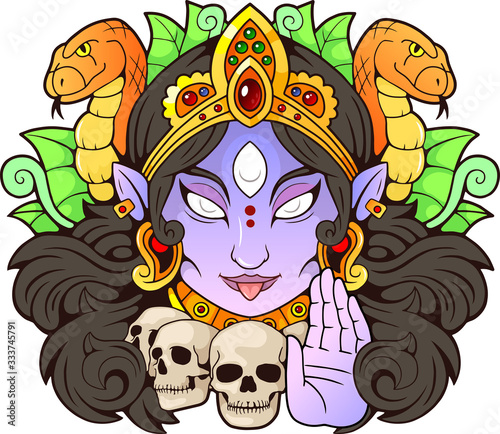 mythological legendary indian goddess kali, illustration, design