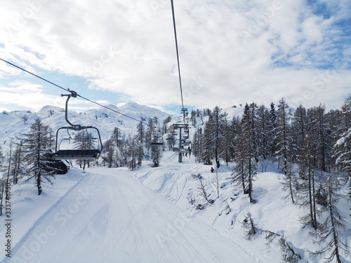 idyllic view from chairlift ski resort
