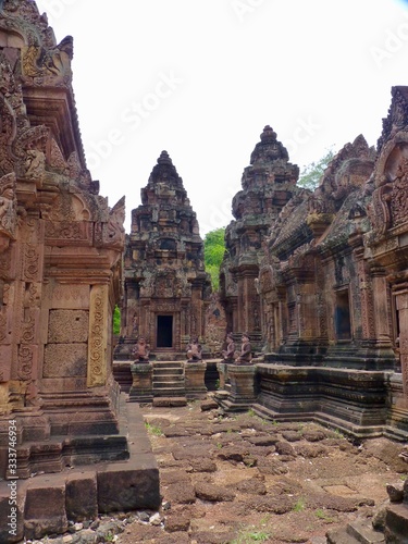 Ruins of Angkor, temple of Banteay Srei, stone pyramid, Angkor Wat, Cambodia