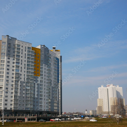 city landscape tall apartment buildings
