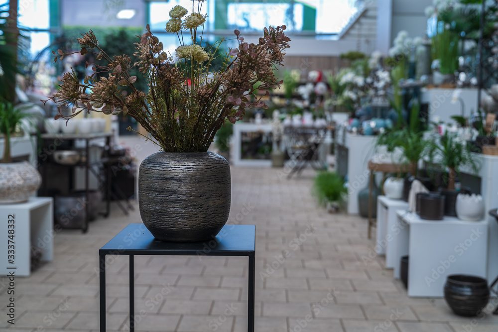 Fototapeta premium Porcelain and ceramic decorative flower vases.