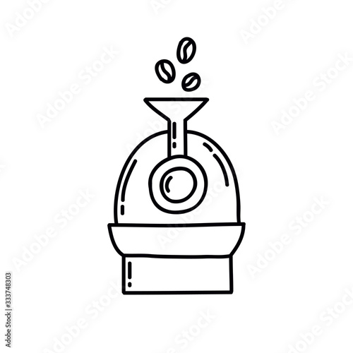 coffee roaster machine doodle icon, vector illustration