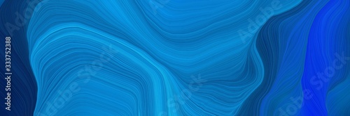 smooth landscape orientation graphic with waves. modern curvy waves background illustration with strong blue, midnight blue and deep sky blue color