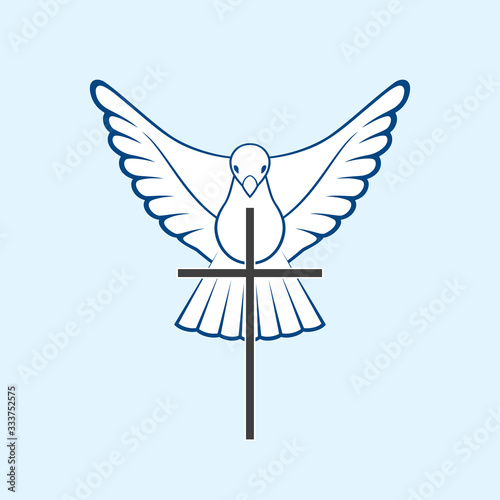 Dove Of Peace. Dove and Cross Logo. Volunteering concept. Vector illustration