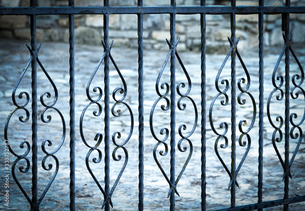 Forged iron fence closed up ornament. Forged iron fence closed up ornament.