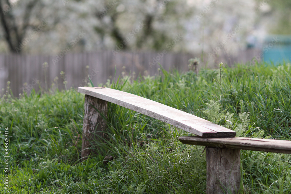 wooden bench in the countryside