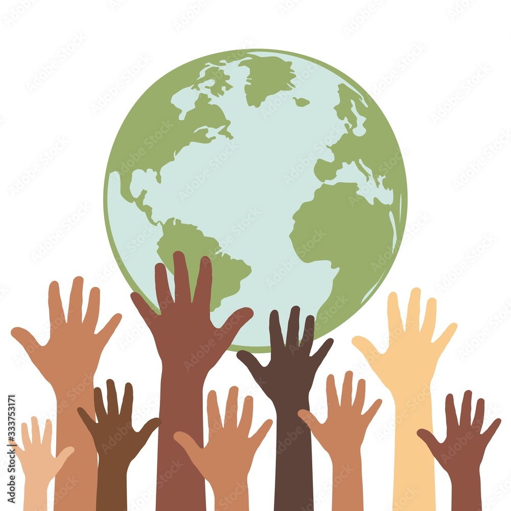 World map and people hands World map and people hands