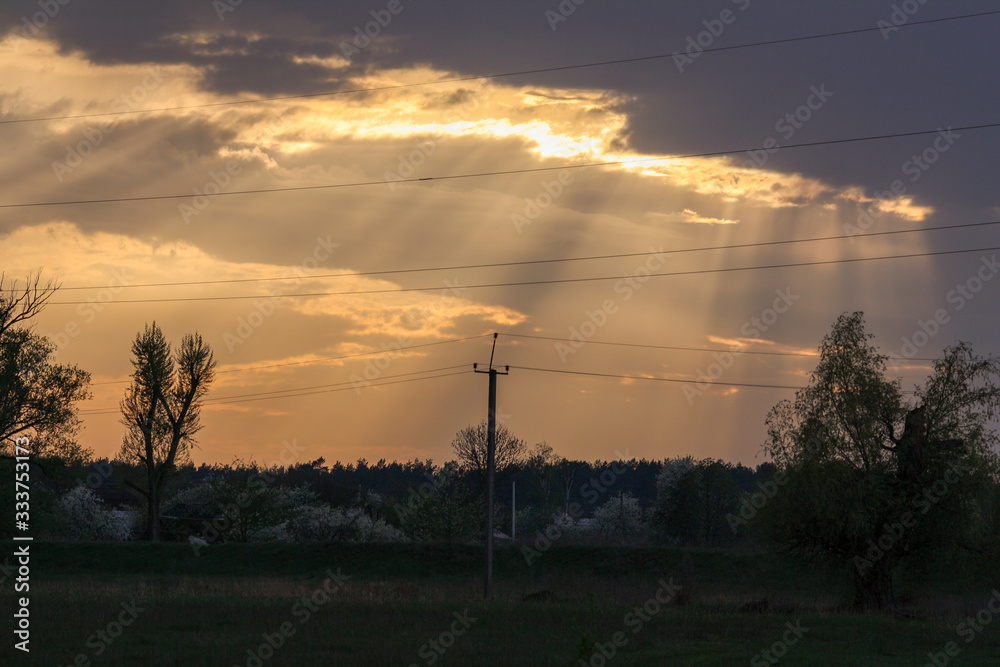 sunset in the Ukrainian village