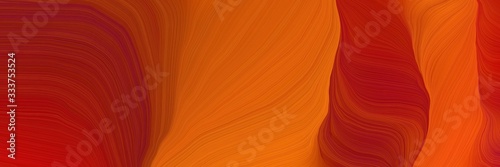 elegant landscape banner with waves. smooth swirl waves background illustration with firebrick, coffee and orange red color