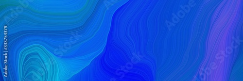 smooth landscape banner with waves. abstract waves illustration with strong blue, dodger blue and slate blue color © Eigens