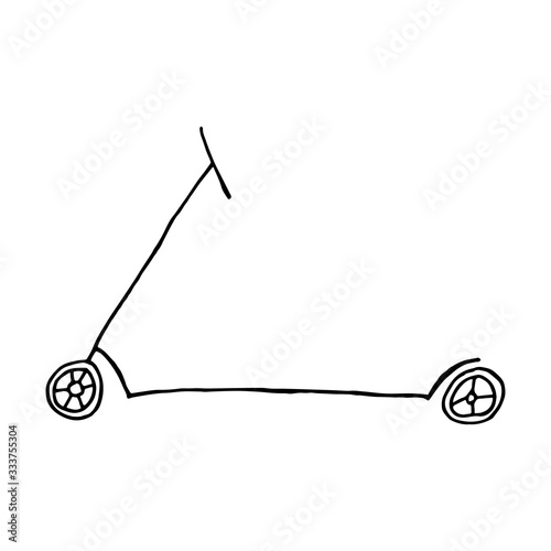 doodle scooter on a white background in isolation.Vector hand drawn illustration